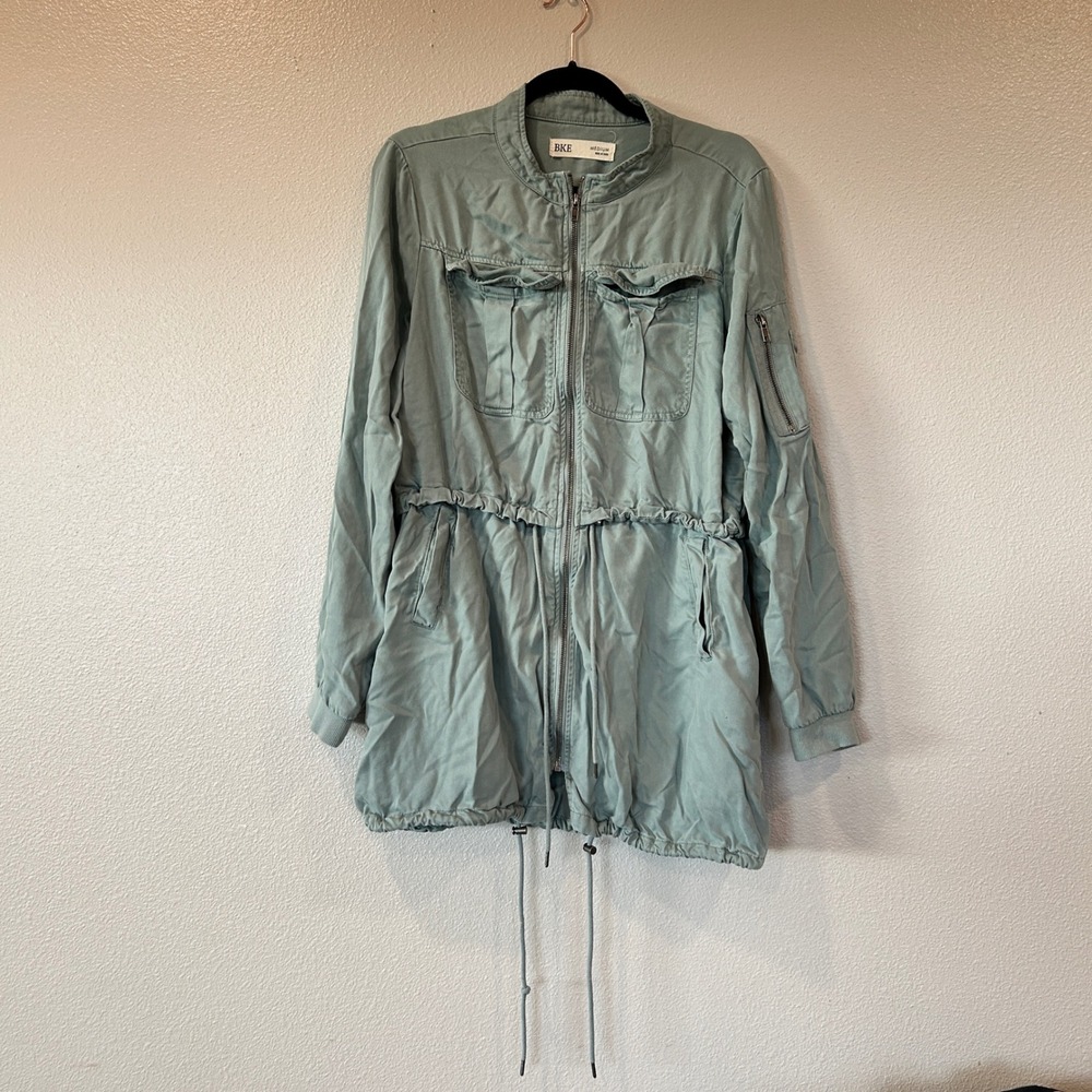 BKE Utility Jacket Light Blue Utility Jacket Drawstring Waist‎ Medium